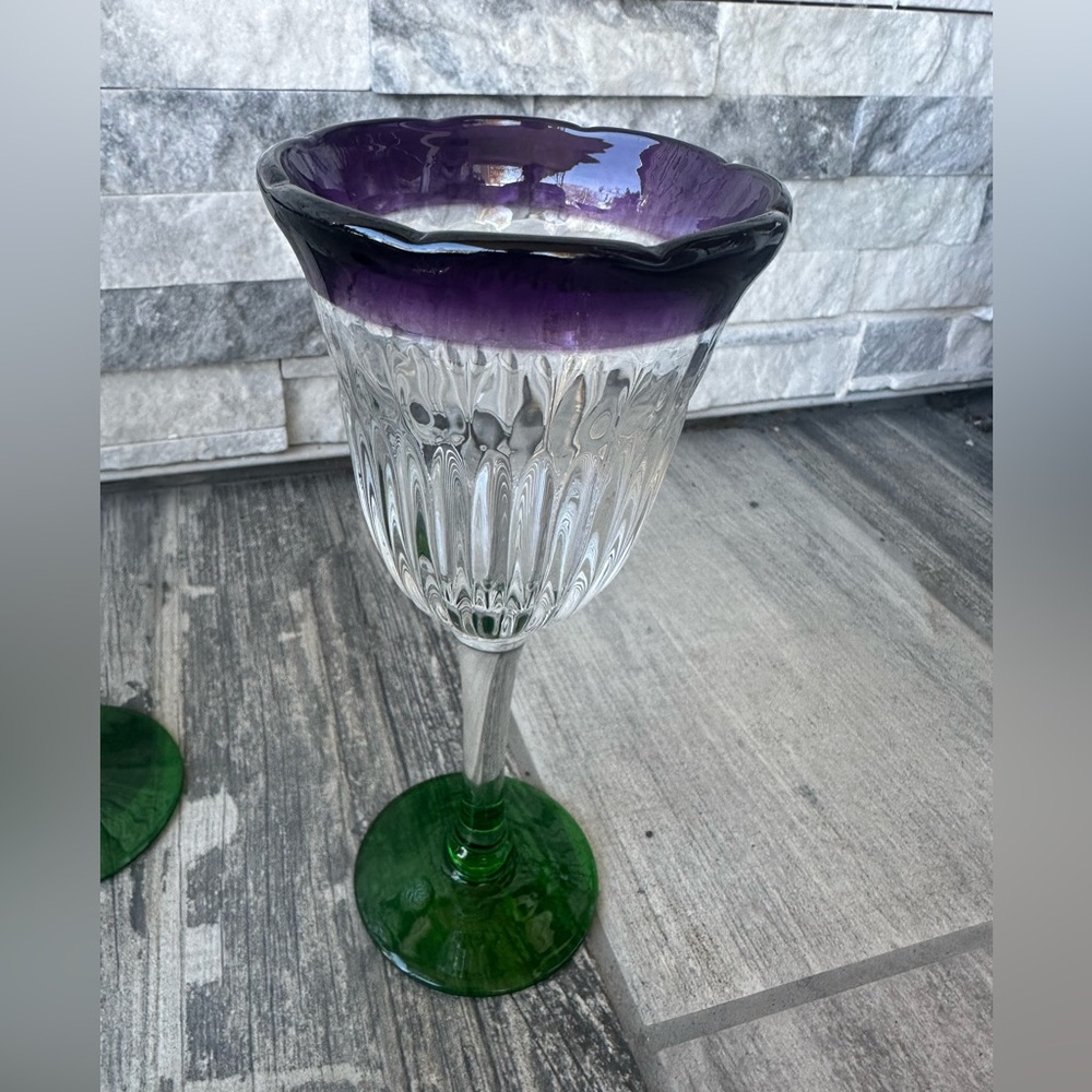 Anthropologie Saintpaulia Wine Tulip Handblown  Glass Set of 4 - Picture 9 of 11